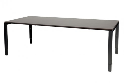 Domino vergadertafel, hoogte instelbaar (62-85cm) met 220x100cm 'zwevend' 20mm blad en N-poot frame
