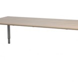 Domino vergadertafel, hoogte instelbaar (62-85cm) met 220x100cm 'zwevend' 20mm blad en N-poot frame