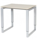 Domino Plus bureau, hoogte instelbaar (62-85cm) met 80x60cm 'zwevend' 20mm blad en O-poot frame