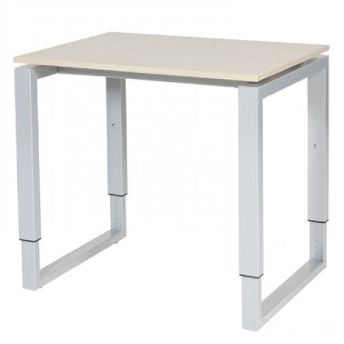Domino Plus bureau, hoogte instelbaar (62-85cm) met 80x60cm 'zwevend' 20mm blad en O-poot frame