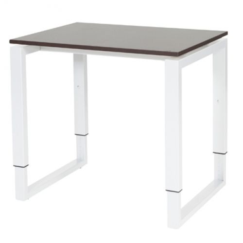 Schaffenburg Domino Plus bureau hoogte instelbaar (62-85cm) met 80x60cm'zwevend'wenge donker 20mm blad en wit (RAL9010) O-poot frame