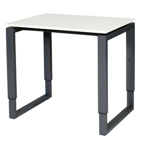 Schaffenburg Domino Plus bureau hoogte instelbaar (62-85cm) met 80x60cm'zwevend'licht grijs 20mm blad en zwart (RAL9011) O-poot frame