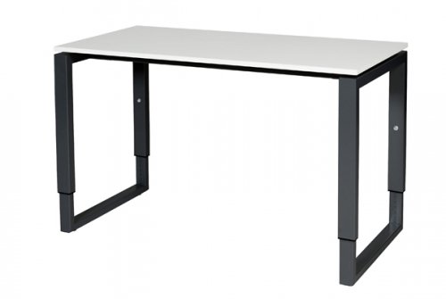Domino Plus bureau, hoogte instelbaar (62-85cm) met 120x60cm 'zwevend' 20mm blad en O-poot frame