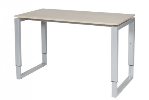 Schaffenburg Domino Plus bureau hoogte instelbaar(62 85cm)met 120x60cm'zwevend'lindberg eiken 20mm blad en aluminium(RAL9006)O poot frame