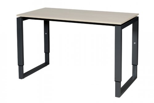 Schaffenburg Domino Plus bureau hoogte instelbaar (62-85cm) met 120x60cm'zwevend'lindberg eiken 20mm blad en zwart (RAL9011) O-poot frame