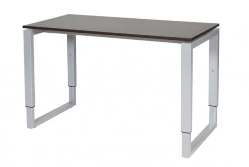 Schaffenburg Domino Plus bureau hoogte instelbaar (62-85cm) met 120x60cm'zwevend'wenge donker 20mm blad en aluminium (RAL9006) O-poot frame