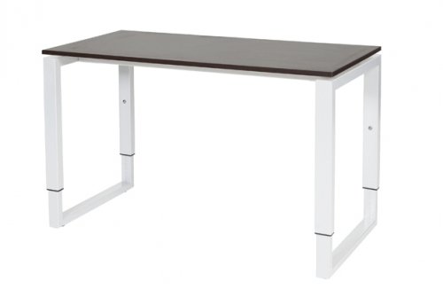 Schaffenburg Domino Plus bureau hoogte instelbaar (62-85cm) met 120x60cm'zwevend'wenge donker 20mm blad en wit (RAL9010) O-poot frame