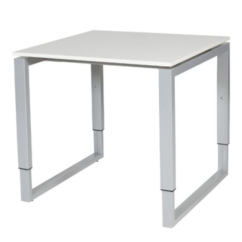 Domino Plus bureau, hoogte instelbaar (62-85cm) met 80x80cm 'zwevend' 20mm blad en O-poot frame