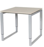 Domino Plus bureau, hoogte instelbaar (62-85cm) met 80x80cm 'zwevend' 20mm blad en O-poot frame