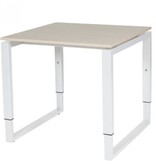 Domino Plus bureau, hoogte instelbaar (62-85cm) met 80x80cm 'zwevend' 20mm blad en O-poot frame