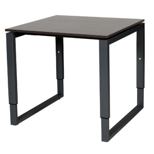 Schaffenburg Domino Plus bureau hoogte instelbaar (62-85cm) met 80x80cm'zwevend'wenge donker 20mm blad en zwart (RAL9011) O-poot frame