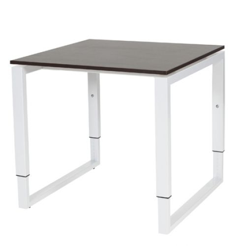 Schaffenburg Domino Plus bureau hoogte instelbaar (62-85cm) met 80x80cm'zwevend'wenge donker 20mm blad en wit (RAL9010) O-poot frame