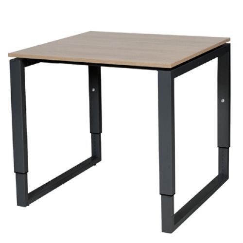 Domino Plus bureau, hoogte instelbaar (62-85cm) met 80x80cm 'zwevend' 20mm blad en O-poot frame