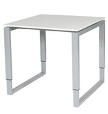 Domino Plus bureau, hoogte instelbaar (62-85cm) met 80x80cm 'zwevend' 20mm blad en O-poot frame