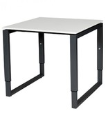 Domino Plus bureau, hoogte instelbaar (62-85cm) met 80x80cm 'zwevend' 20mm blad en O-poot frame