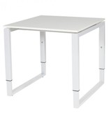 Domino Plus bureau, hoogte instelbaar (62-85cm) met 80x80cm 'zwevend' 20mm blad en O-poot frame