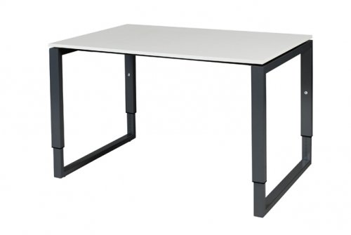 Schaffenburg Domino Plus bureau hoogte instelbaar (62-85cm) met 120x80cm'zwevend'krijtwit 20mm blad en zwart (RAL9011) O-poot frame
