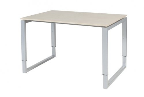 Schaffenburg Domino Plus bureau hoogte instelbaar (62-85cm) met 120x80cm'zwevend'lindberg eiken 20mm blad en aluminium (RAL9006) O-poot frame