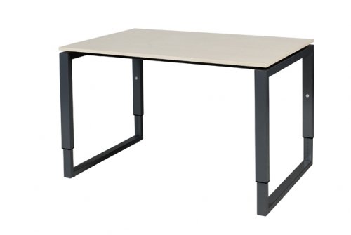 Schaffenburg Domino Plus bureau hoogte instelbaar (62-85cm) met 120x80cm'zwevend'lindberg eiken 20mm blad en zwart (RAL9011) O-poot frame