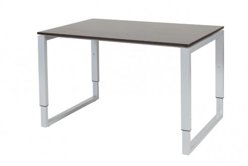 Schaffenburg Domino Plus bureau hoogte instelbaar (62-85cm) met 120x80cm'zwevend'wenge donker 20mm blad en aluminium (RAL9006) O-poot frame