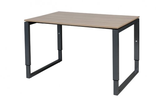 Domino Plus bureau, hoogte instelbaar (62-85cm) met 120x80cm 'zwevend' 20mm blad en O-poot frame