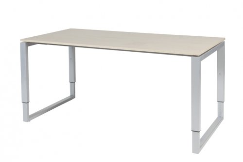 Schaffenburg Domino Plus bureau hoogte instelbaar (62-85cm) met 160x80cm'zwevend'lindberg eiken 20mm blad en aluminium (RAL9006) O-poot frame