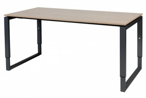 Domino Plus bureau, hoogte instelbaar (62-85cm) met 160x80cm 'zwevend' 20mm blad en O-poot frame