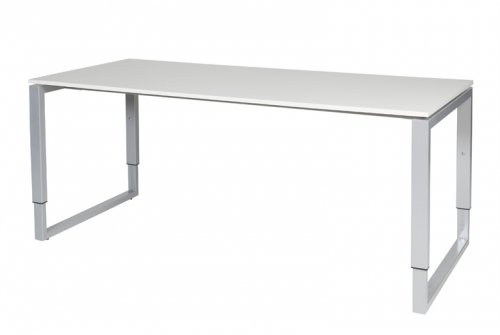 Schaffenburg Domino Plus bureau hoogte instelbaar(62 85cm)met 180x80cm'zwevend'lindberg eiken 20mm blad en wit(RAL9010)O poot frame