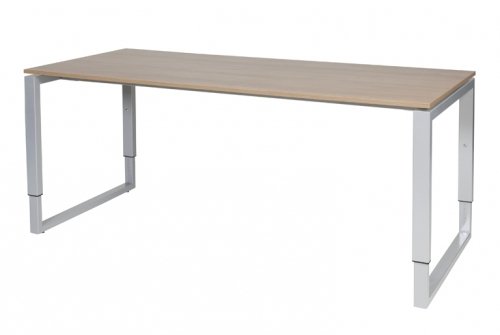 Domino Plus bureau, hoogte instelbaar (62-85cm) met 180x80cm 'zwevend' 20mm blad en O-poot frame