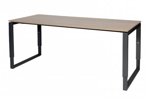 Schaffenburg Domino Plus bureau hoogte instelbaar (62-85cm) met 180x80cm'zwevend'kersen licht 20mm blad en zwart (RAL9011) O-poot frame