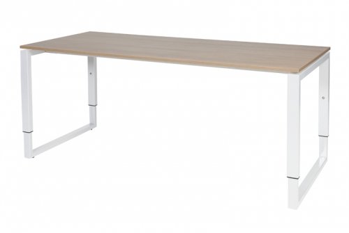 Schaffenburg Domino Plus bureau hoogte instelbaar (62-85cm) met 180x80cm'zwevend'kersen licht 20mm blad en wit (RAL9010) O-poot frame