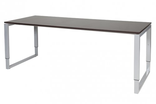 Schaffenburg Domino Plus bureau hoogte instelbaar (62-85cm) met 200x80cm'zwevend'wenge donker 20mm blad en aluminium (RAL9006) O-poot frame