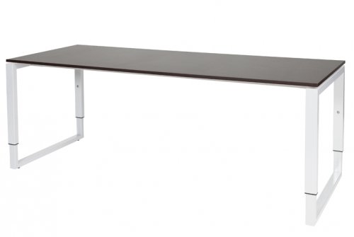 Schaffenburg Domino Plus bureau hoogte instelbaar (62-85cm) met 200x80cm'zwevend'wenge donker 20mm blad en wit (RAL9010) O-poot frame