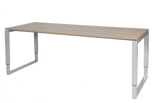 Domino Plus bureau, hoogte instelbaar (62-85cm) met 200x80cm 'zwevend' 20mm blad en O-poot frame