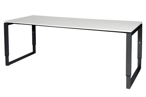 Domino Plus bureau, hoogte instelbaar (62-85cm) met 200x80cm 'zwevend' 20mm blad en O-poot frame