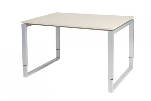 Schaffenburg Domino Plus bureau hoogte instelbaar (62-85cm) met 120x90cm'zwevend'lindberg eiken 20mm blad en aluminium (RAL9006) O-poot frame