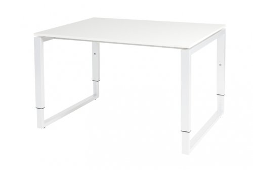 Schaffenburg Domino Plus bureau hoogte instelbaar (62-85cm) met 120x90cm'zwevend'licht grijs 20mm blad en wit (RAL9010) O-poot frame
