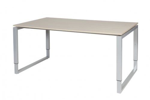 Schaffenburg Domino Plus bureau hoogte instelbaar (62-85cm) met 160x90cm'zwevend'lindberg eiken 20mm blad en aluminium (RAL9006) O-poot frame