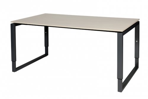 Schaffenburg Domino Plus bureau hoogte instelbaar (62-85cm) met 160x90cm'zwevend'lindberg eiken 20mm blad en zwart (RAL9011) O-poot frame