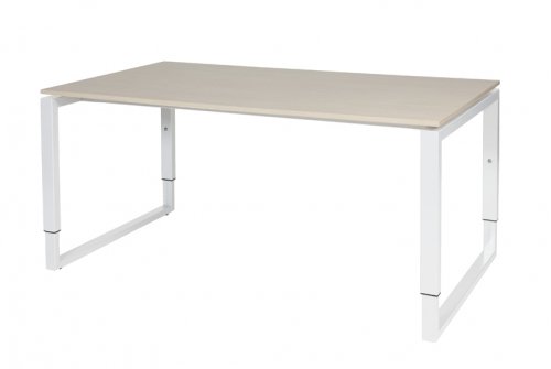 Schaffenburg Domino Plus bureau hoogte instelbaar(62 85cm)met 160x90cm'zwevend'lindberg eiken 20mm blad en wit(RAL9010)O poot frame