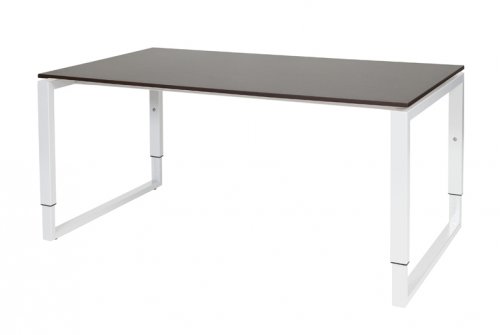 Schaffenburg Domino Plus bureau hoogte instelbaar (62-85cm) met 160x90cm'zwevend'wenge donker 20mm blad en wit (RAL9010) O-poot frame