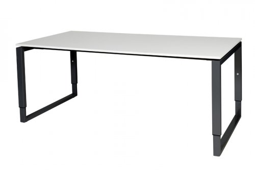 Domino Plus bureau, hoogte instelbaar (62-85cm) met 180x90cm 'zwevend' 20mm blad en O-poot frame