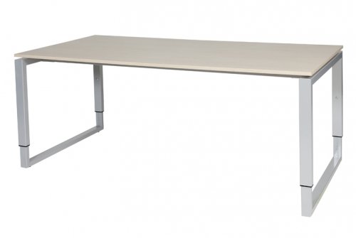 Schaffenburg Domino Plus bureau hoogte instelbaar (62-85cm) met 180x90cm'zwevend'lindberg eiken 20mm blad en aluminium (RAL9006) O-poot frame