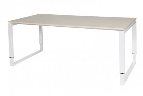 Schaffenburg Domino Plus bureau hoogte instelbaar (62-85cm) met 180x90cm'zwevend'wenge donker 20mm blad en aluminium (RAL9006) O-poot frame