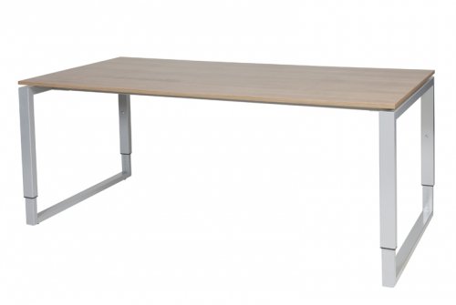 Domino Plus bureau, hoogte instelbaar (62-85cm) met 180x90cm 'zwevend' 20mm blad en O-poot frame