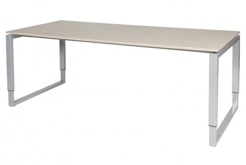 Schaffenburg Domino Plus bureau hoogte instelbaar(62 85cm)met 200x90cm'zwevend'lindberg eiken 20mm blad en aluminium(RAL9006)O poot frame