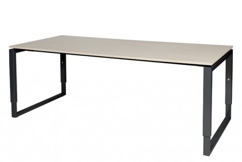 Schaffenburg Domino Plus bureau hoogte instelbaar (62-85cm) met 200x90cm'zwevend'lindberg eiken 20mm blad en zwart (RAL9011) O-poot frame