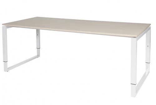 Domino Plus bureau, hoogte instelbaar (62-85cm) met 200x90cm 'zwevend' 20mm blad en O-poot frame