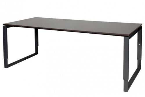 Domino Plus bureau, hoogte instelbaar (62-85cm) met 200x90cm 'zwevend' 20mm blad en O-poot frame