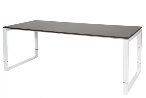 Schaffenburg Domino Plus bureau hoogte instelbaar (62-85cm) met 200x90cm'zwevend'wenge donker 20mm blad en wit (RAL9010) O-poot frame